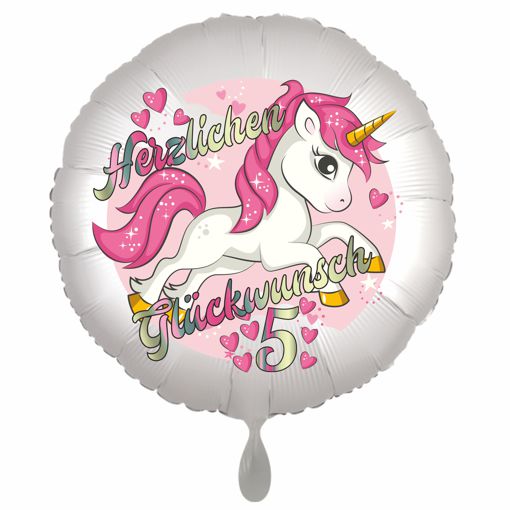 Einhorn Luftballon zum 5. Geburtstag mit Helium