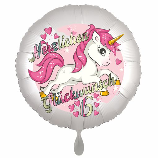 Einhorn Luftballon zum 6. Geburtstag mit Helium