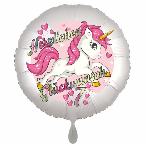 Einhorn Luftballon zum 7. Geburtstag mit Helium