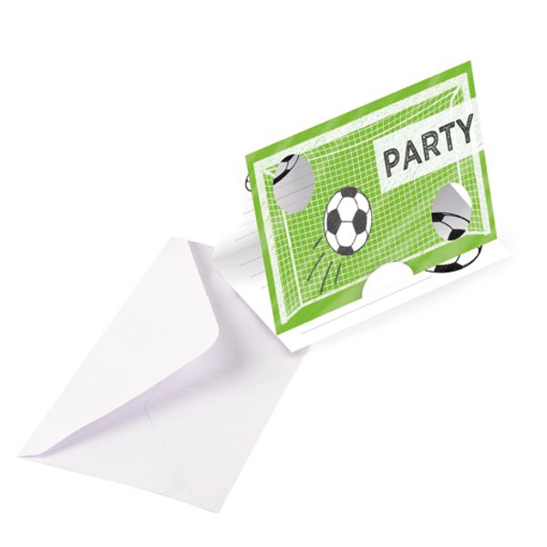 Einladungskarten-Fussball-Tischdekoration-Kindergeburtstag-Geburtstag-Mottoparty-Fussballparty