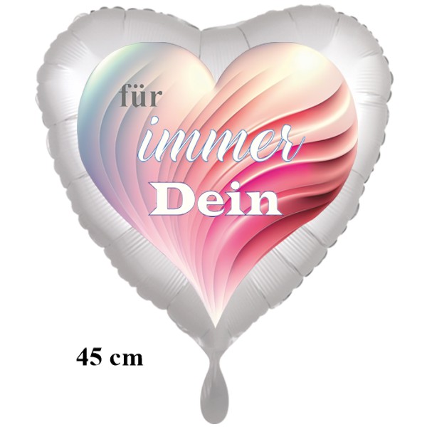 Für immer Dein - Herz, Herzluftballon aus Folie, satinweiss, 45 cm