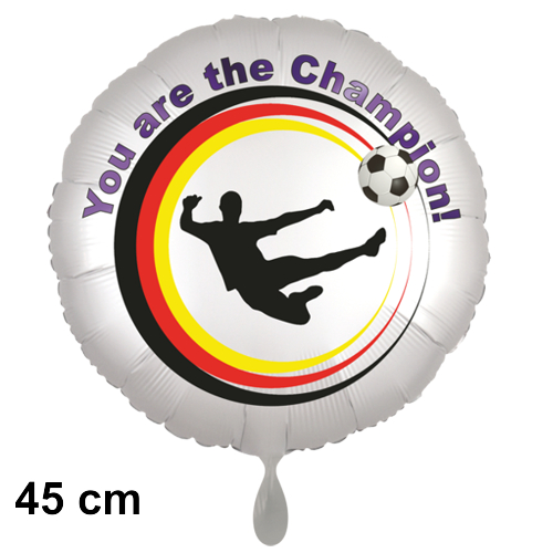 Fußball. Sport, You are the Champion! Rundluftballon satinweiss, 45 cm, inklusive Helium