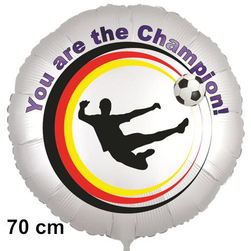 Fußball. Sport, You are the Champion! Rundluftballon satinweiss, 70 cm, inklusive Helium