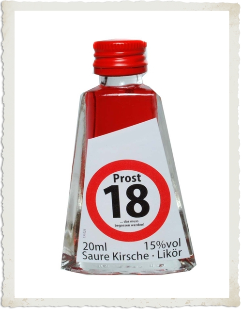 Geburtstagsschnäpschen zum 18. Geburtstag, Geburtstagslikör Saure Kirsche, 200 ml