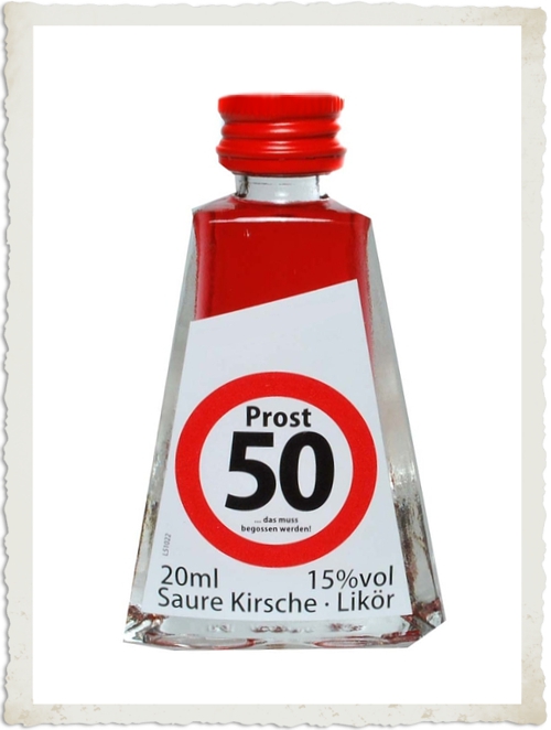 Geburtstagsschnäpschen zum 50. Geburtstag, Geburtstagslikör Saure Kirsche, 200 ml