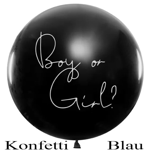 Gender Reveal Luftballon mit Konfetti in Blau