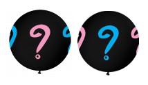 Gender Reveal Luftballon Rosa und Blau - Fragezeichen