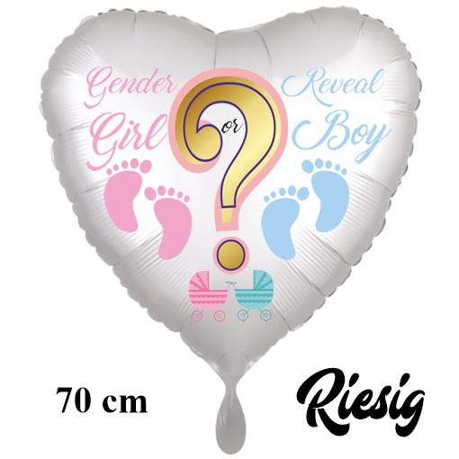 Girl or Boy Gender Reveal Herzluftballon riesig