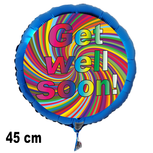 Gute Besserung Luftballon 45 cm, Rainbow Spiral, ohne Helium