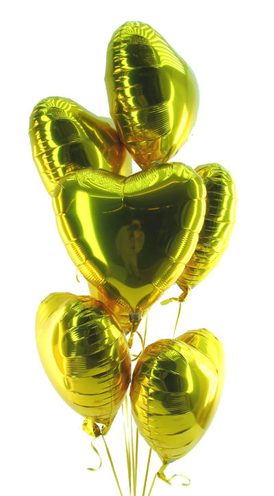 Goldene Herzluftballons mit Ballongas, Bouquet 2, Dekoration zur goldenen Hochzeit