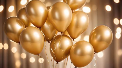 Goldene Luftballons mit Helium