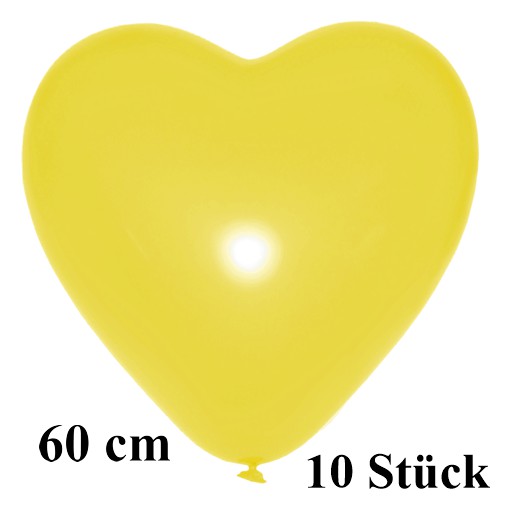 grosse herzluftballons, gelb, 60 cm, 10 stück