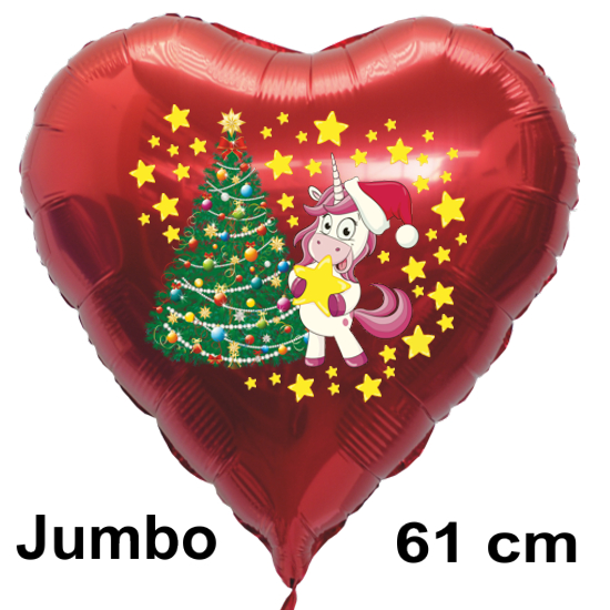 grosser-Weihnachtsluftballon-rot-mit-Einhorn-und-Weihnachtsbaum-inklusive-Ballongas