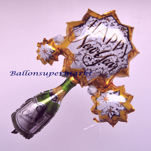 Großer Silvester Luftballon, Silvester Dekoration, Ballon Happy New Year Cheers mit Ballongas