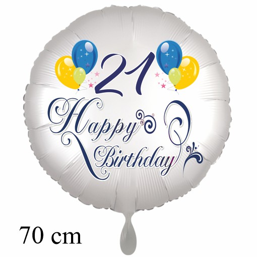 Großer Luftballon zum 21. Geburtstag mit Helium, Happy Birthday - Balloons