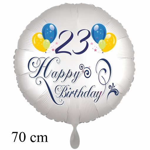 Großer Luftballon zum 23. Geburtstag mit Helium, Happy Birthday - Balloons