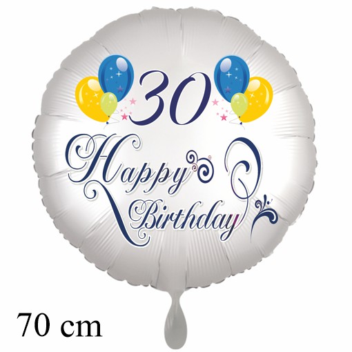 Großer Luftballon zum 30. Geburtstag mit Helium, Happy Birthday - Balloons