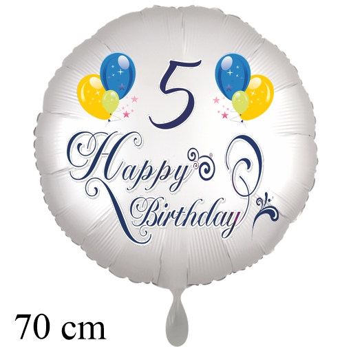 Großer Luftballon zum 5. Geburtstag mit Helium, Happy Birthday - Balloons