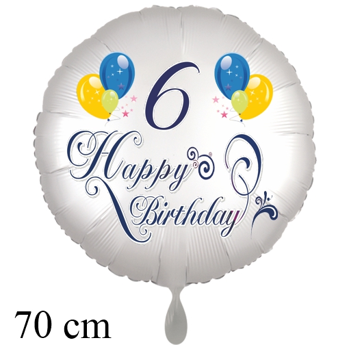 Großer Luftballon zum 6. Geburtstag mit Helium, Happy Birthday - Balloons
