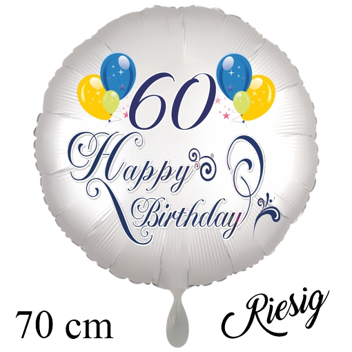 Großer Luftballon zum 60. Geburtstag mit Helium, Happy Birthday - Balloons