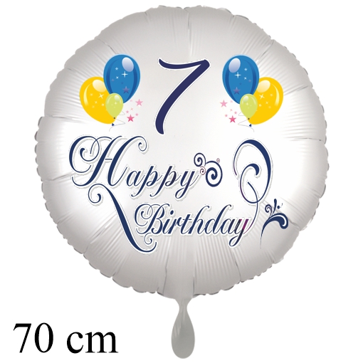Großer Luftballon zum 7. Geburtstag mit Helium, Happy Birthday - Balloons