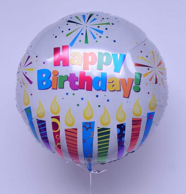 Folienballon Geburtstag, Happy Birthday Shape, grosser Luftballon, mit Helium, Sparkling Candles
