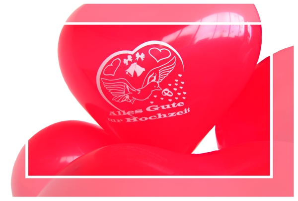 Großer Herzluftballon in Rot, Alles Gute zur Hochzeit