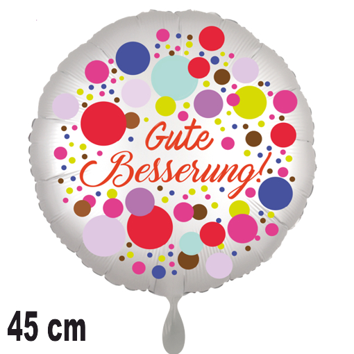 Gute Besserung Luftballon 45 cm, colored dots, ohne Helium