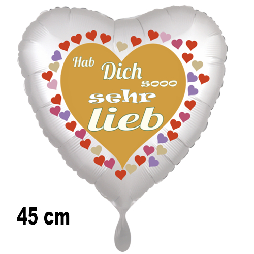 Hab Dich sooo sehr lieb, Herzluftballon aus Folie, satin, 45 cm