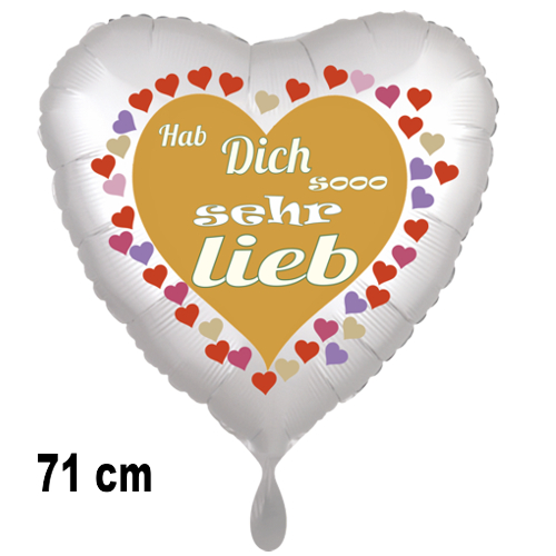 Hab Dich sooo sehr lieb, Herzluftballon aus Folie, satin, 71 cm