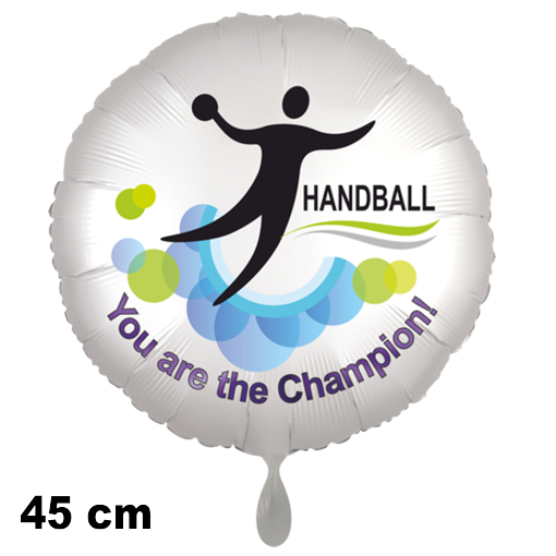 Handball. Sport, You are the Champion! Rundluftballon satinweiss, 45 cm, inklusive Helium