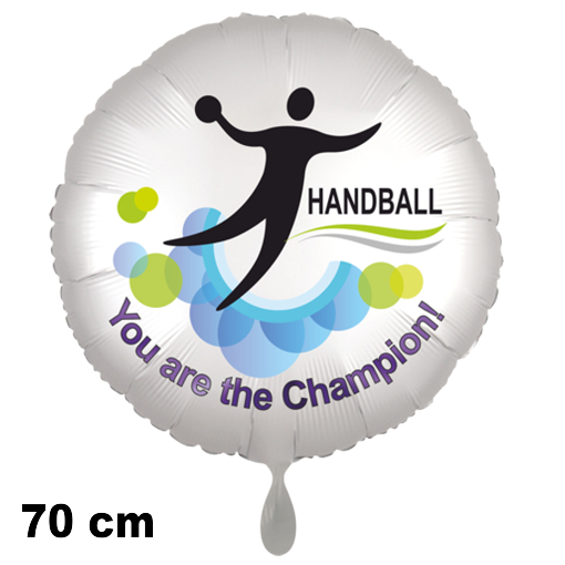 Handball. Sport, You are the Champion! Rundluftballon satinweiss, 70 cm, inklusive Helium