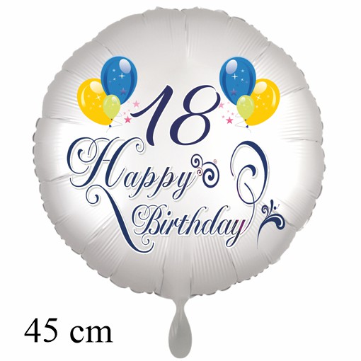 Luftballon zum 18. Geburtstag mit Helium, Happy Birthday - Balloons