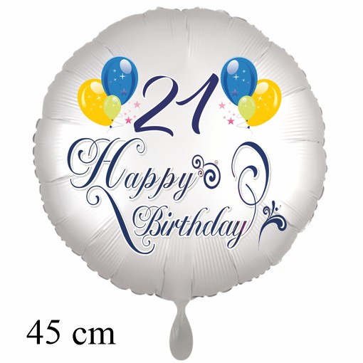 Luftballon zum 21. Geburtstag mit Helium, Happy Birthday - Balloons
