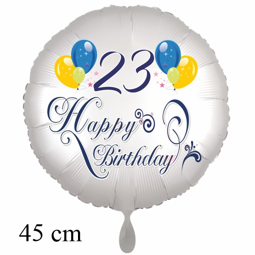 Luftballon zum 23. Geburtstag mit Helium, Happy Birthday - Balloons