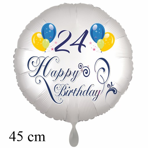 Luftballon zum 24. Geburtstag mit Helium, Happy Birthday - Balloons