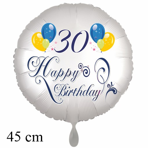 Luftballon zum 30. Geburtstag mit Helium, Happy Birthday - Balloons