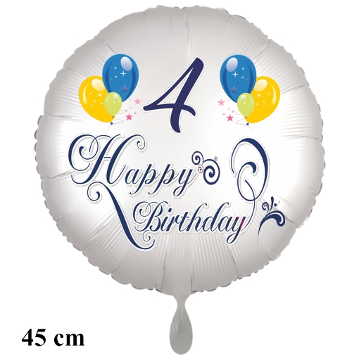 Luftballon zum 4. Geburtstag mit Helium, Happy Birthday - Balloons