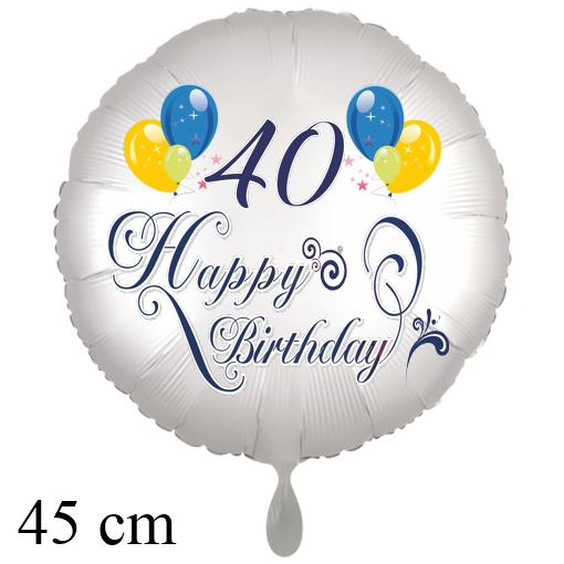 Luftballon zum 40. Geburtstag mit Helium, Happy Birthday - Balloons