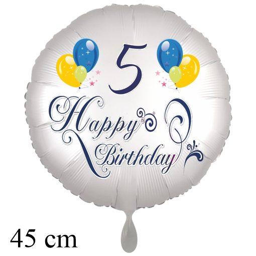 Luftballon zum 5. Geburtstag mit Helium, Happy Birthday - Balloons