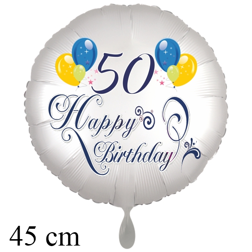 Luftballon zum 50. Geburtstag mit Helium, Happy Birthday - Balloons