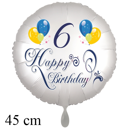 Luftballon zum 6. Geburtstag mit Helium, Happy Birthday - Balloons