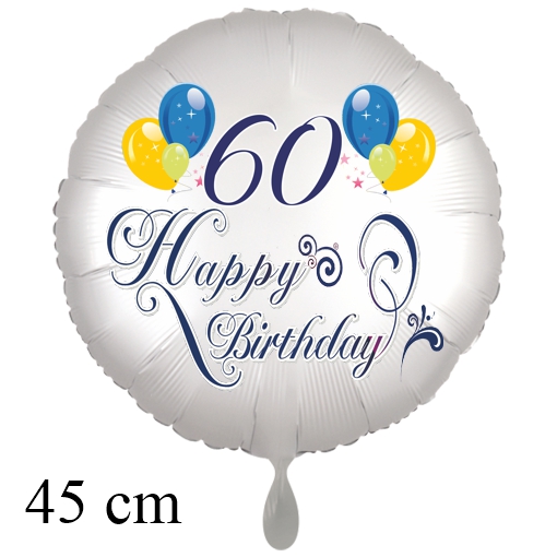 Luftballon zum 60. Geburtstag mit Helium, Happy Birthday - Balloons