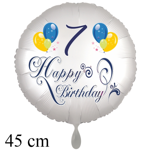 Luftballon zum 7. Geburtstag mit Helium, Happy Birthday - Balloons