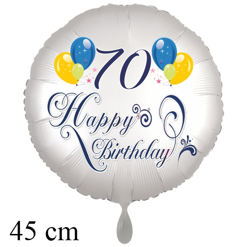 Luftballon zum 70. Geburtstag mit Helium, Happy Birthday - Balloons