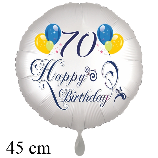 Luftballon zum 70. Geburtstag mit Helium, Happy Birthday - Balloons
