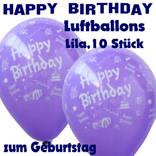 Happy Birthday Motiv-Luftballons, lila, zur Geburtstagsdekoration