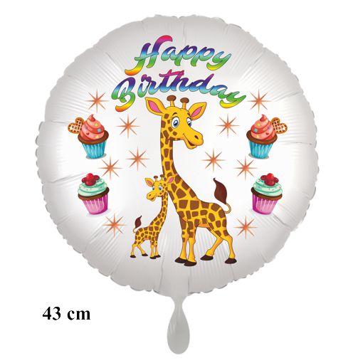 Happy Birthday Giraffen Luftballon mit Helium zum Kindergeburtstag