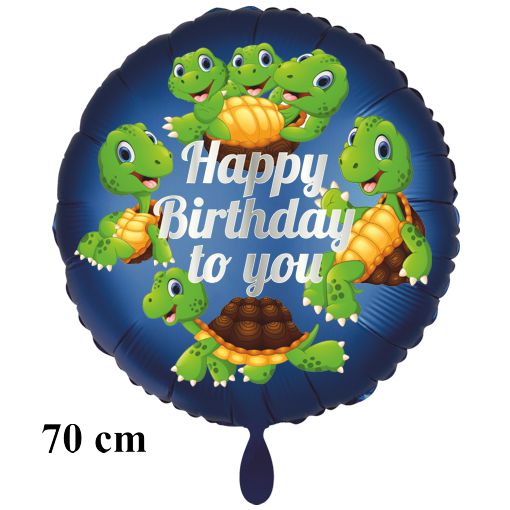 Happy Birthday to you großer Luftballon mit Schildkröten befüllt mit Helium zum Kindergeburtstag