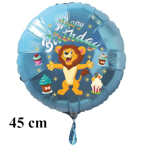 Happy Birthday Löwe Luftballon mit Helium zum Kindergeburtstag